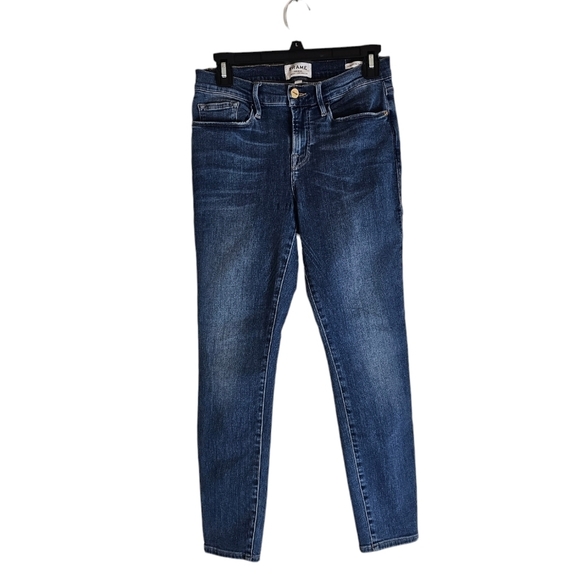 Frame Denim Le Skinny De Jeanne Crop Blue Jeans 28 Preowned - Picture 1 of 9
